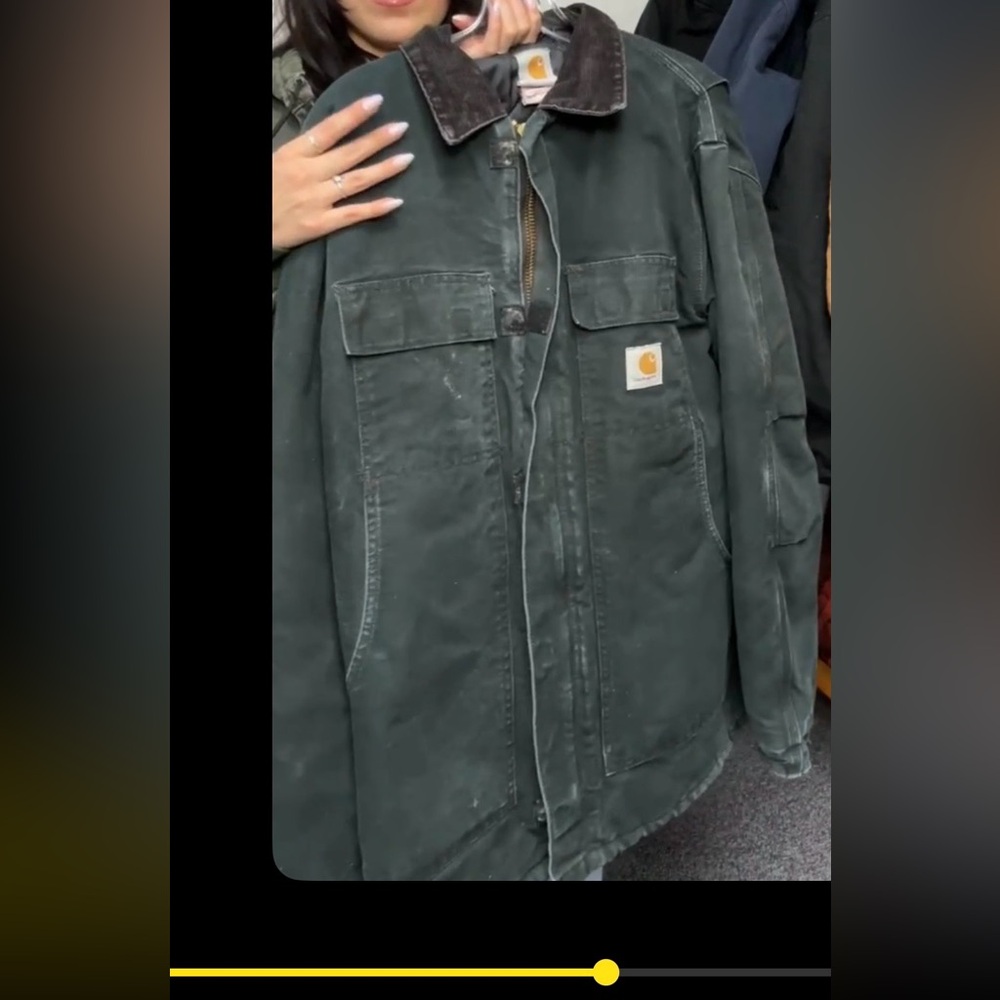 Vintage Carhartt Dark Green Jacket with Gold Zipper